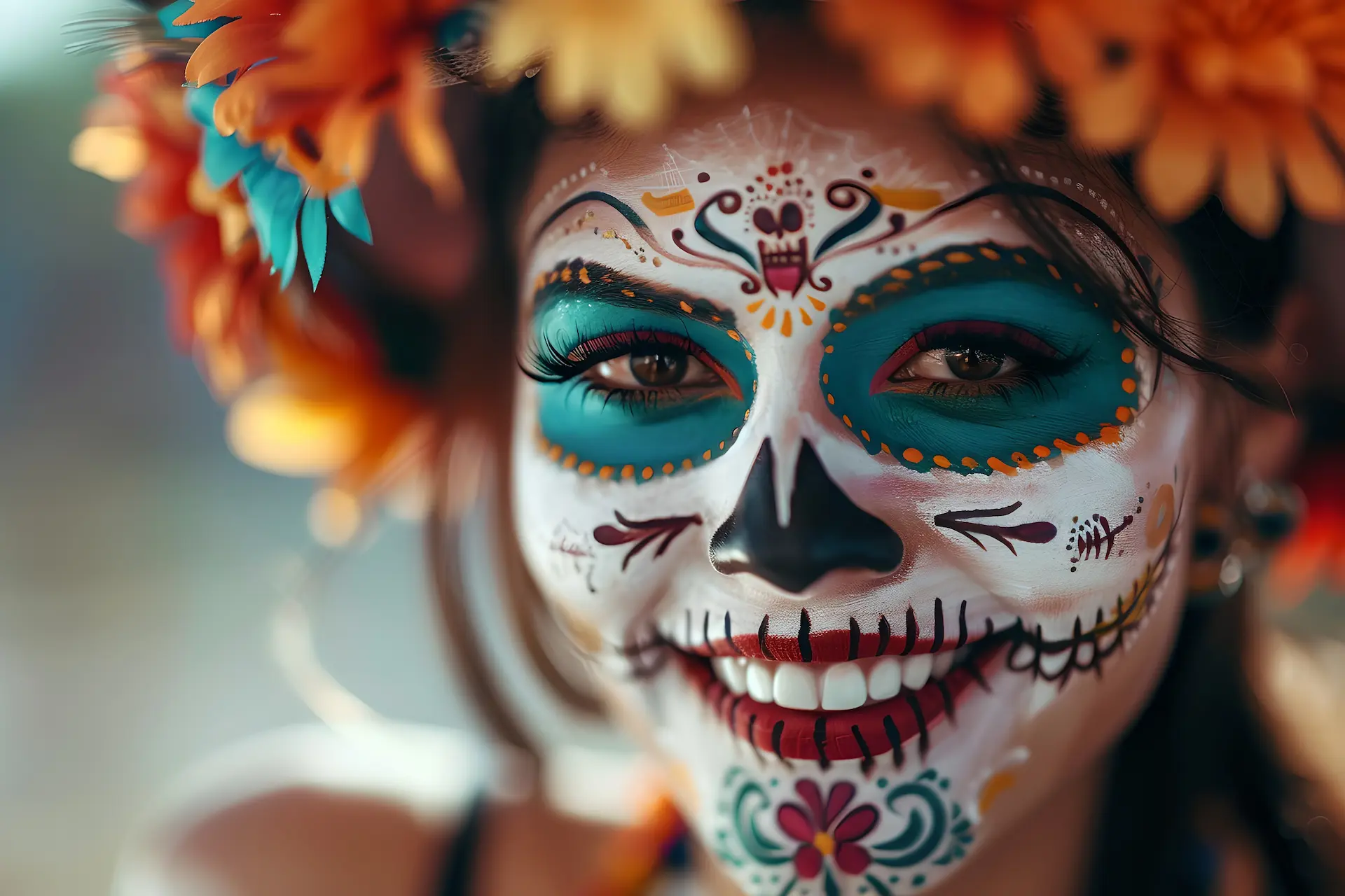 Cementerio florido durante el Día de Muertos